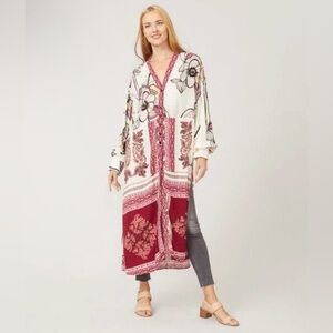 Free People C’est Moi Floral Maxi Cover Up Long Top Dress Size Medium